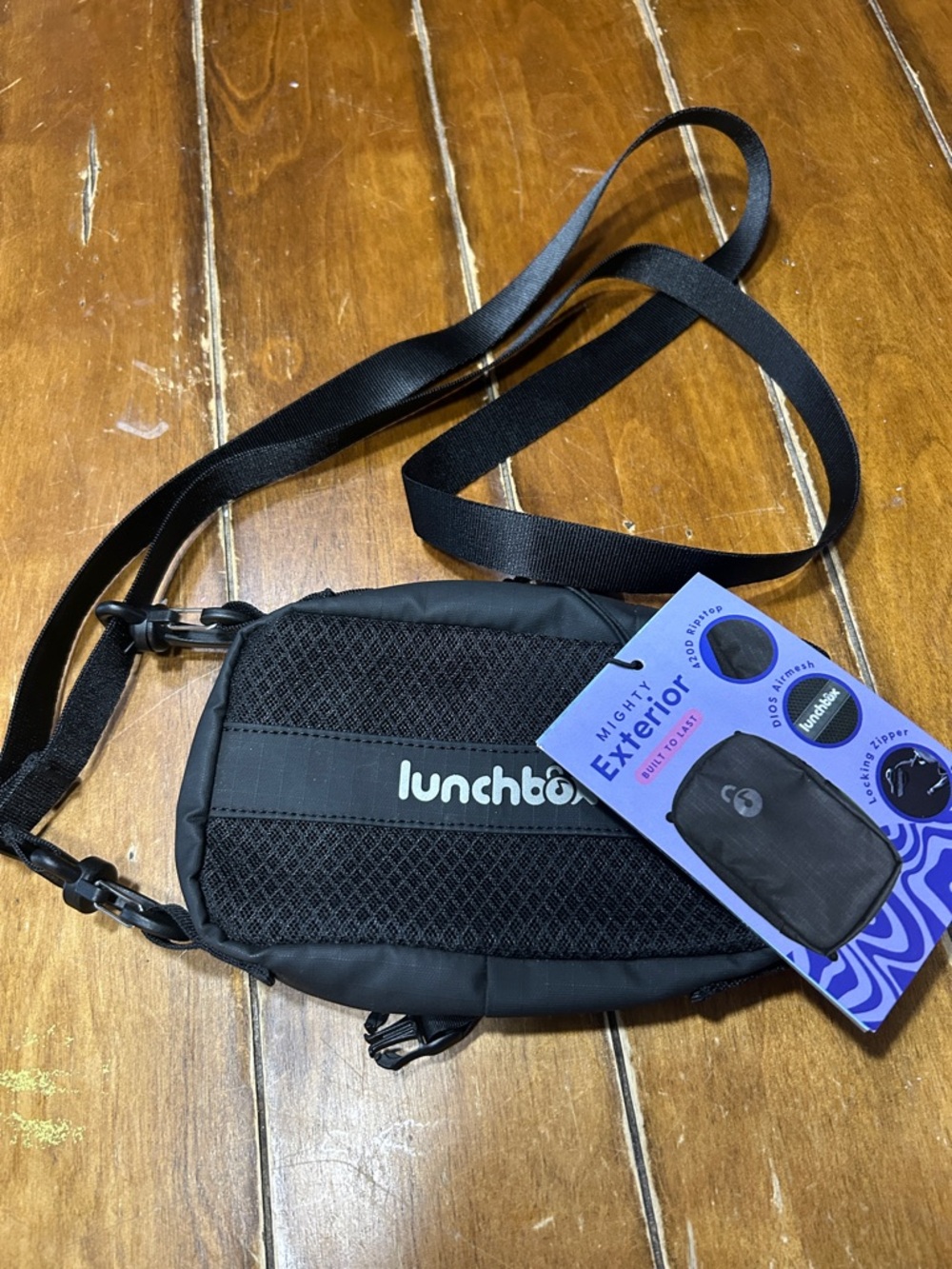 Lunchbox Black Crossbody Bag with Adjustable Strap- New